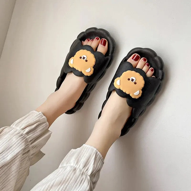 Summer Cute Cloud Pattern Slippers Women Home Casual Bathroom Shower Outdoor Wear Sandals Non-slip Pvc Material Adult Size