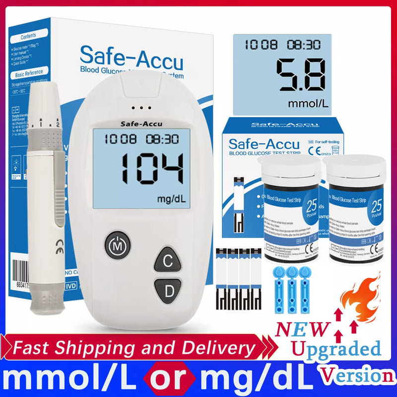 Accu Blood Glucose Meter 50/100pcs Test Strips Lancets Glucometer Kit for Diabetic Blood Sugar Monitor Medical Diabetes Tester