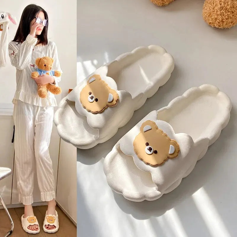 Summer Cute Cloud Pattern Slippers Women Home Casual Bathroom Shower Outdoor Wear Sandals Non-slip Pvc Material Adult Size